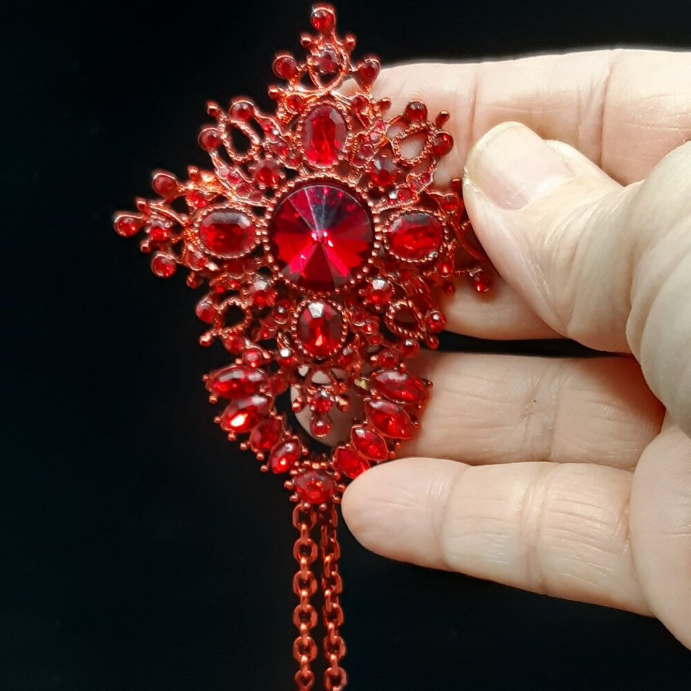 Vintage Swarovski Ruby Red Crystal Brooch Pin by St.John